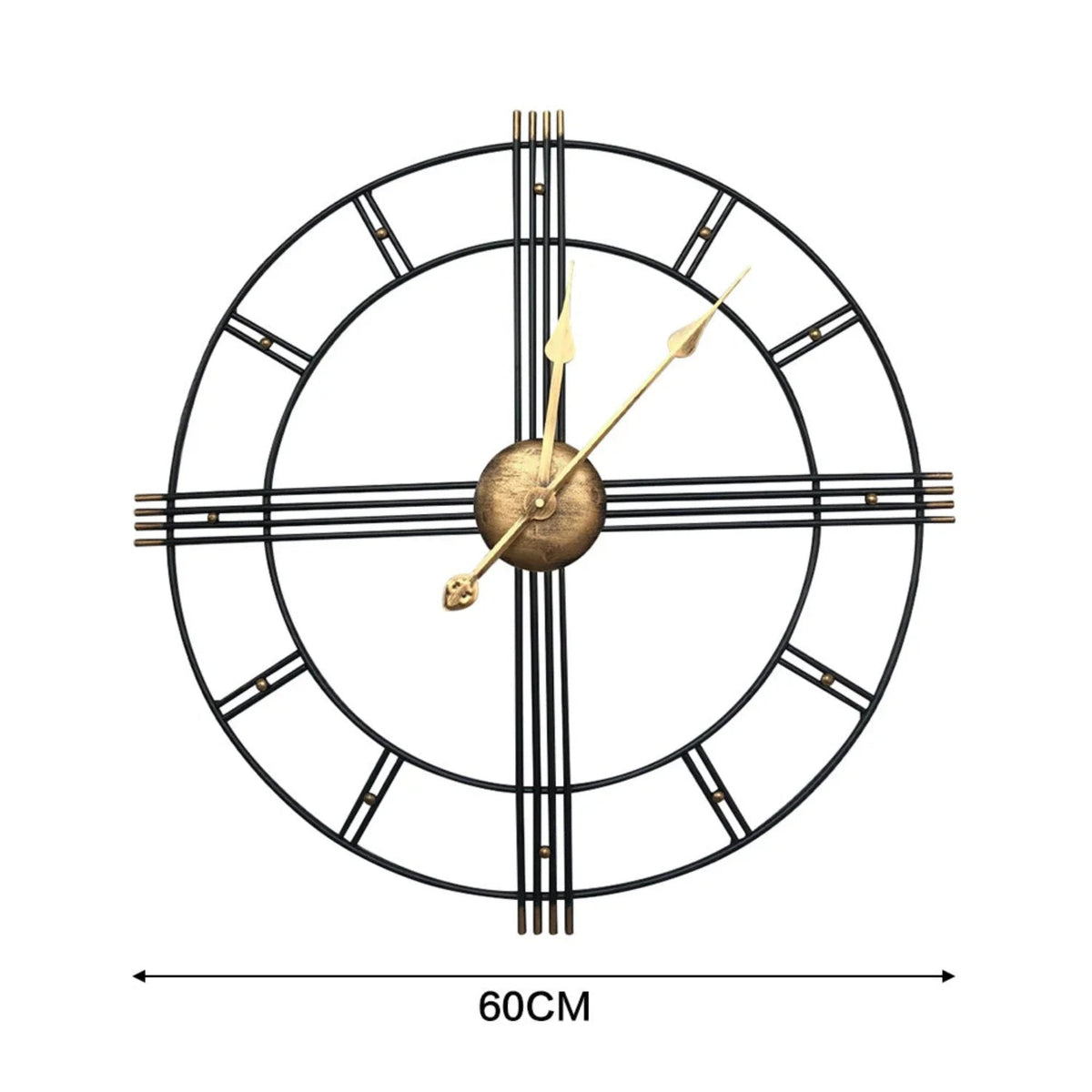 Wall Clock - Roman Numerals Metal Large
