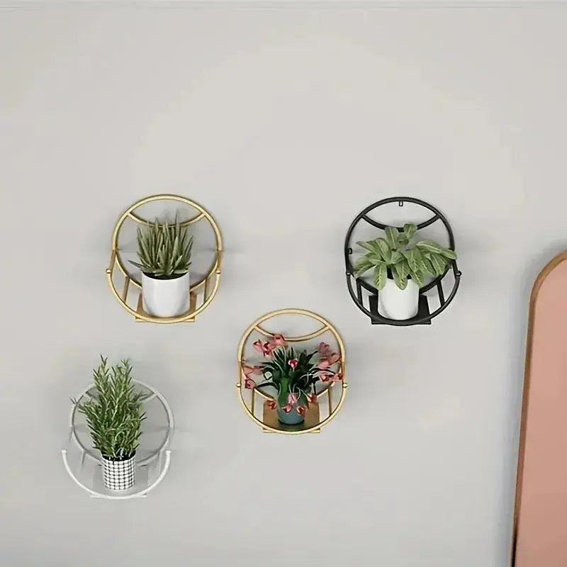 Iron Wall Hanging Flower Shelf -  No-Drill Succulent Plant Holder