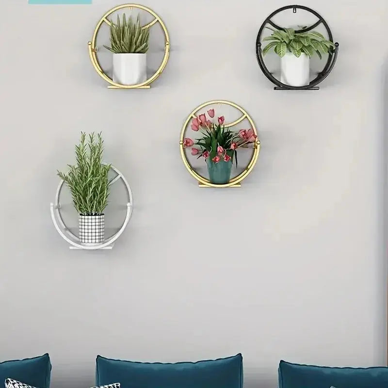 Iron Wall Hanging Flower Shelf -  No-Drill Succulent Plant Holder