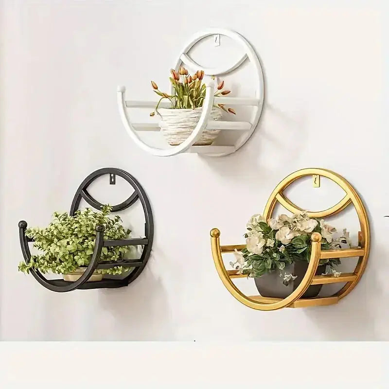 Iron Wall Hanging Flower Shelf -  No-Drill Succulent Plant Holder