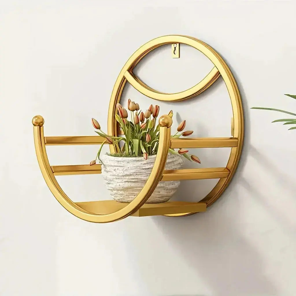 Iron Wall Hanging Flower Shelf -  No-Drill Succulent Plant Holder