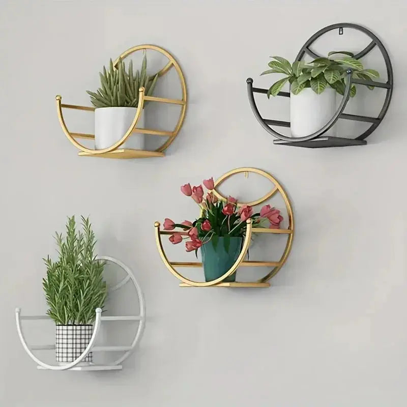 Iron Wall Hanging Flower Shelf -  No-Drill Succulent Plant Holder