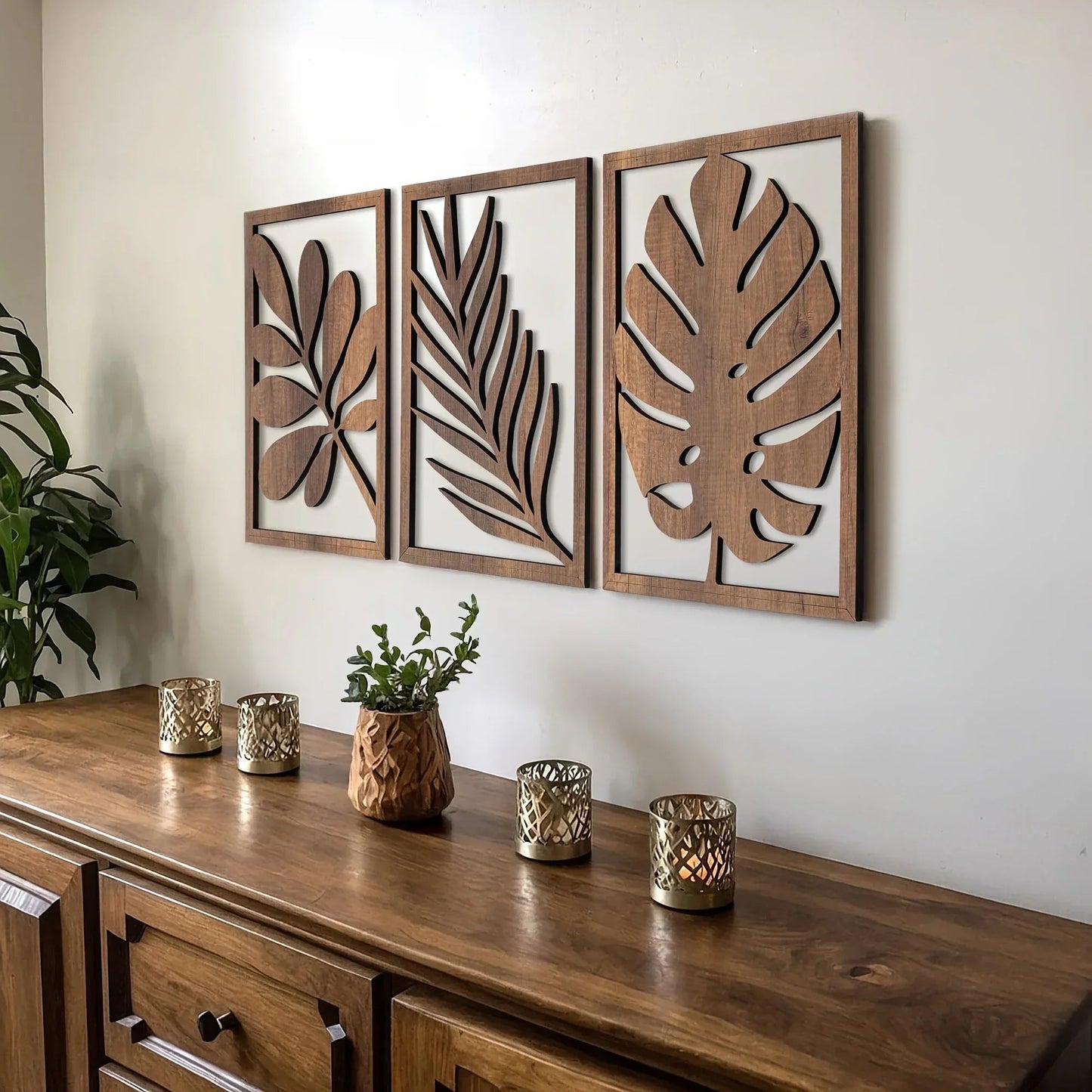 Wall Sculpture - Rustic Walnut Wood Large