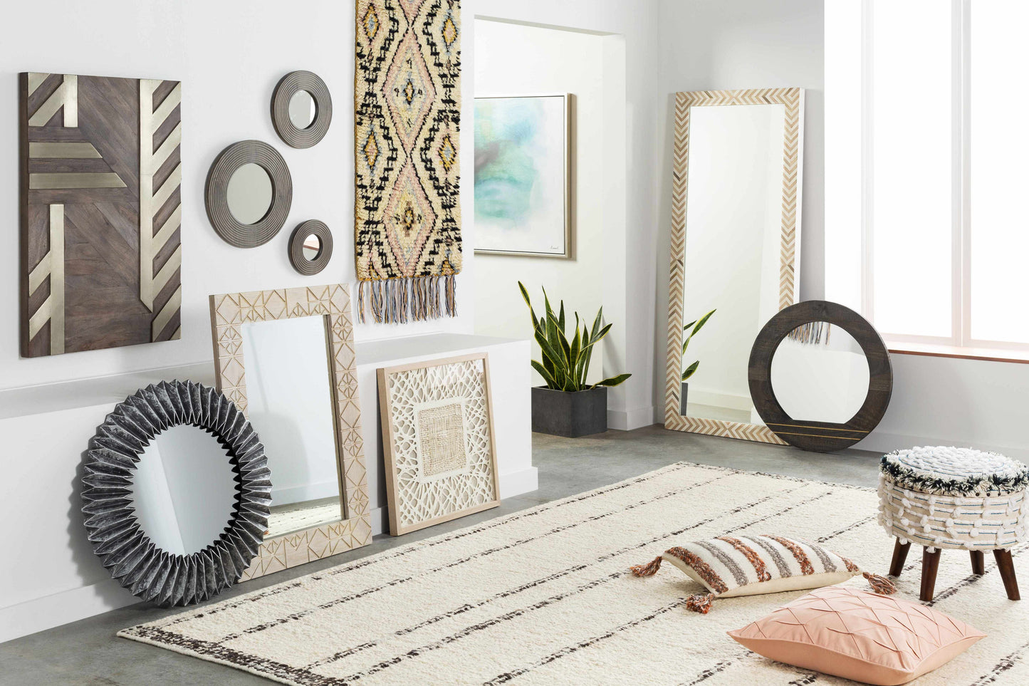 Matagami Beige Hand Woven Stool