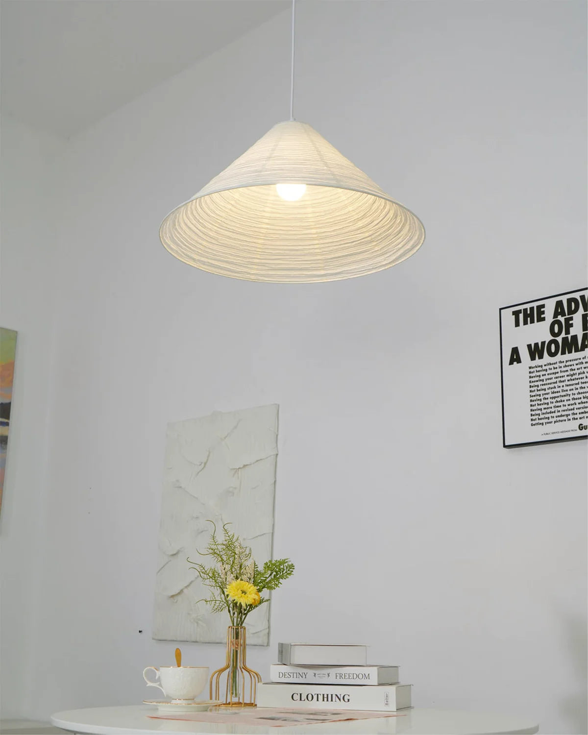 Washi Paper Hat Pendant Lamp