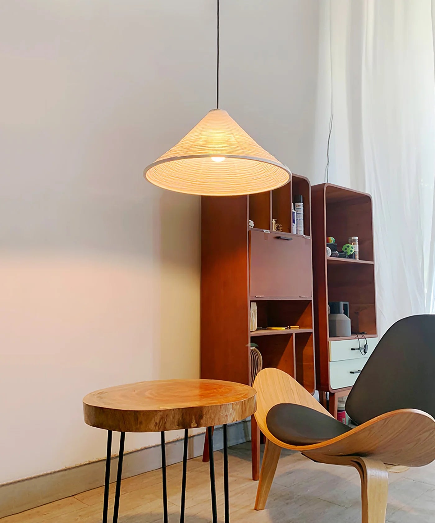 Washi Paper Hat Pendant Lamp