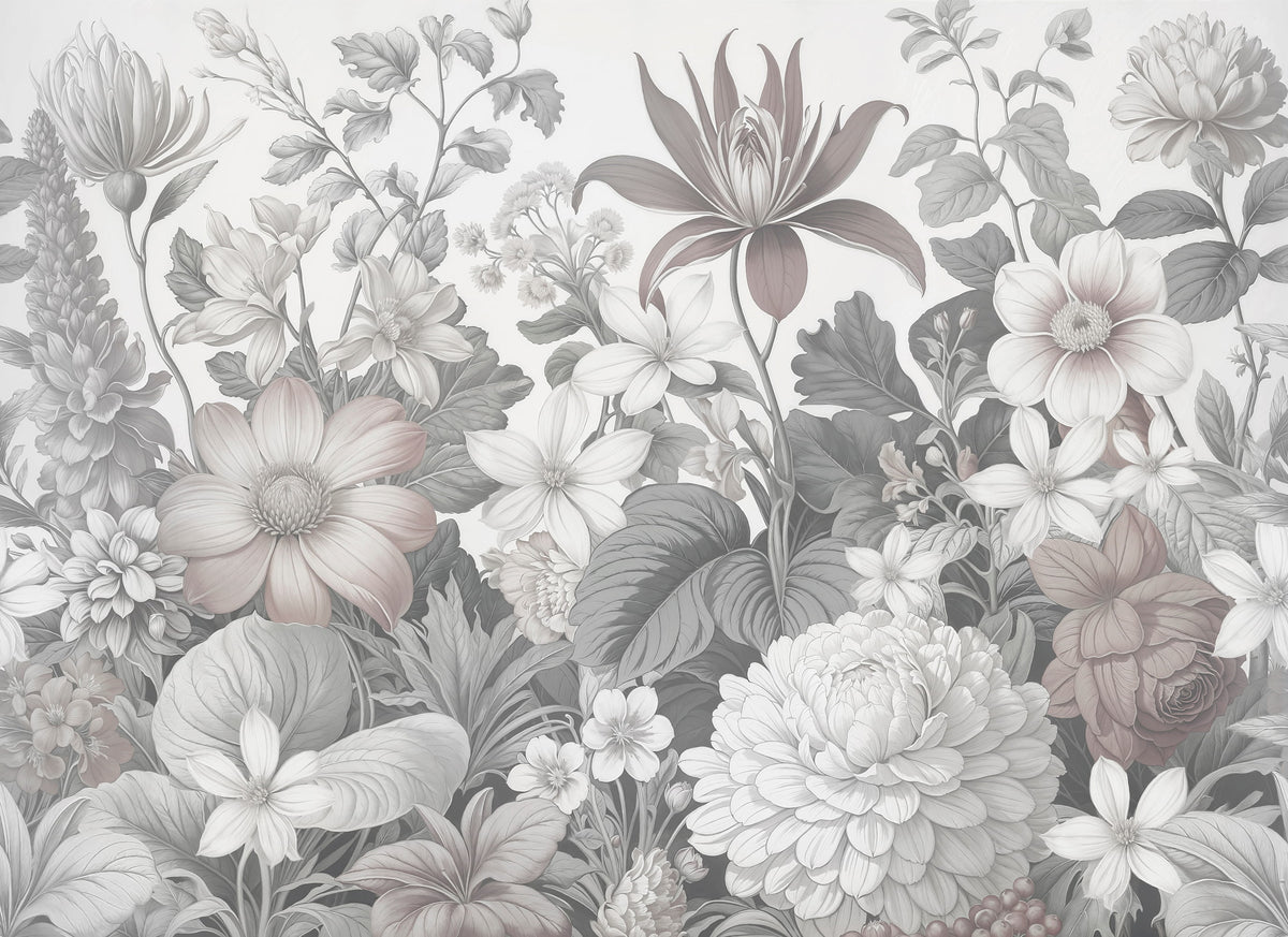 Farmhouse English Garden Flowers Wall Mural