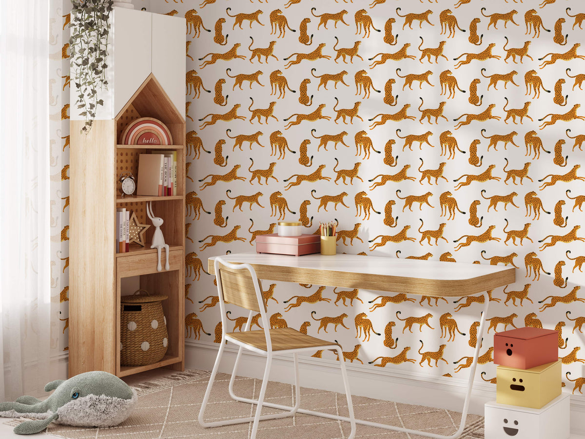 White Cheetah Animal Print Wallpaper - Peel and Stick Wallpaper