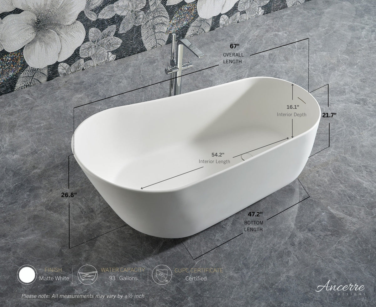 Whitmore Freestanding Solid Surface Bathtub