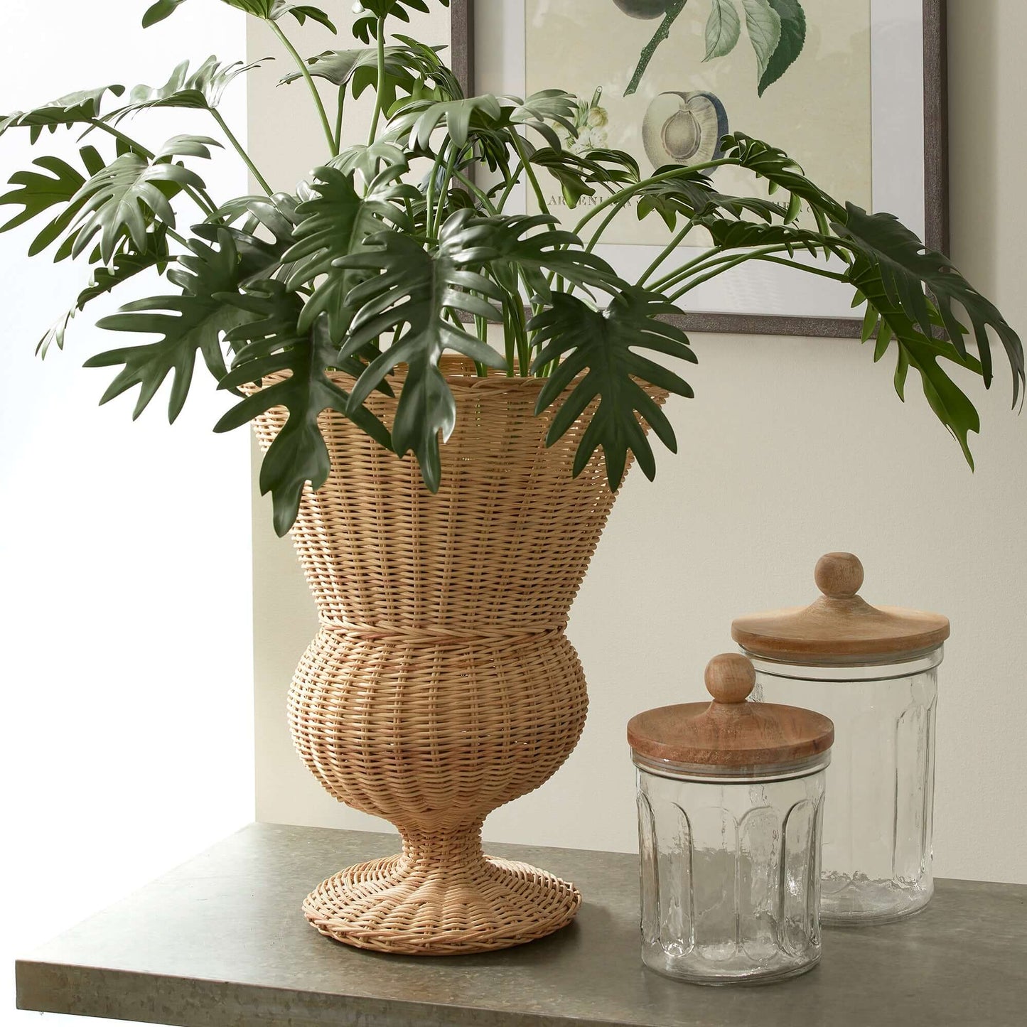 Wicker Urn-Shaped Decorative Vase