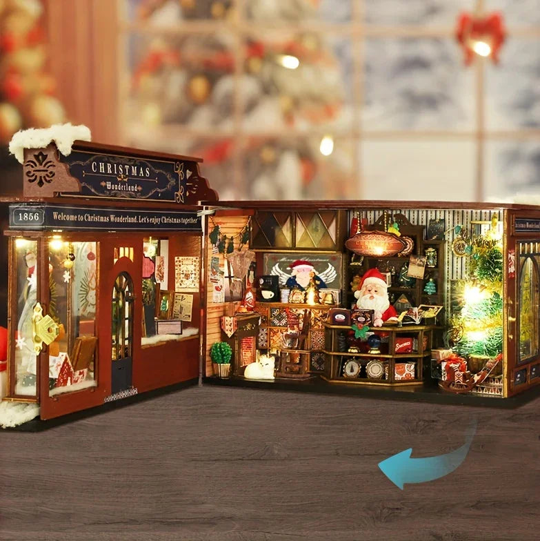 Wooden Christmas House Mini Model Kit Handcrafted