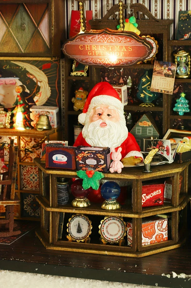 Wooden Christmas House Mini Model Kit Handcrafted