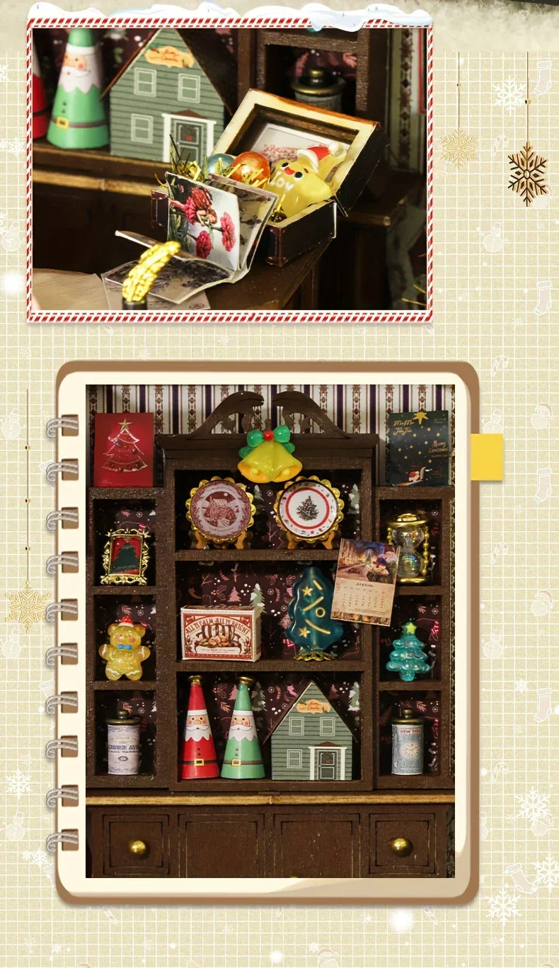 Wooden Christmas House Mini Model Kit Handcrafted
