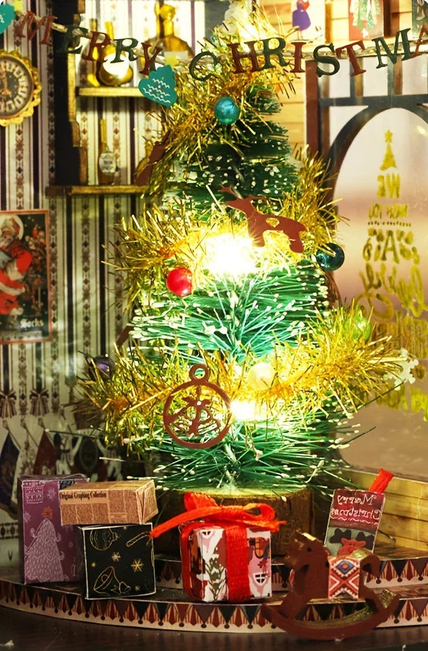 Wooden Christmas House Mini Model Kit Handcrafted