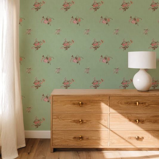 Sage Heritage Heirloom Floral Wallpaper