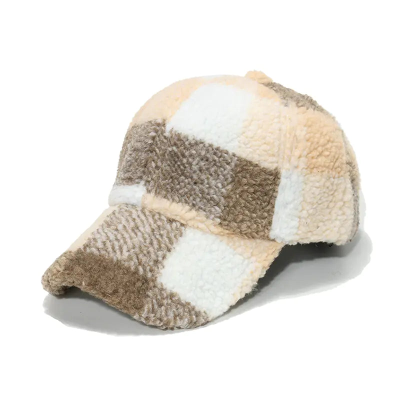Lamb Wool Classic Plaid Baseball Cap