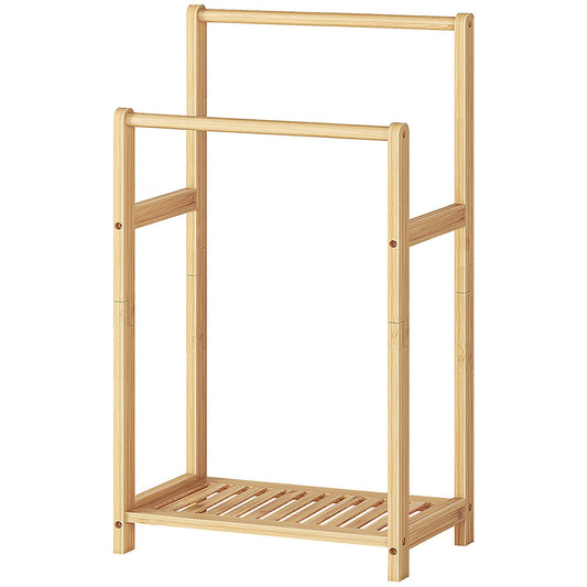 freestanding towel rack for bathroom with Storage - natural color
