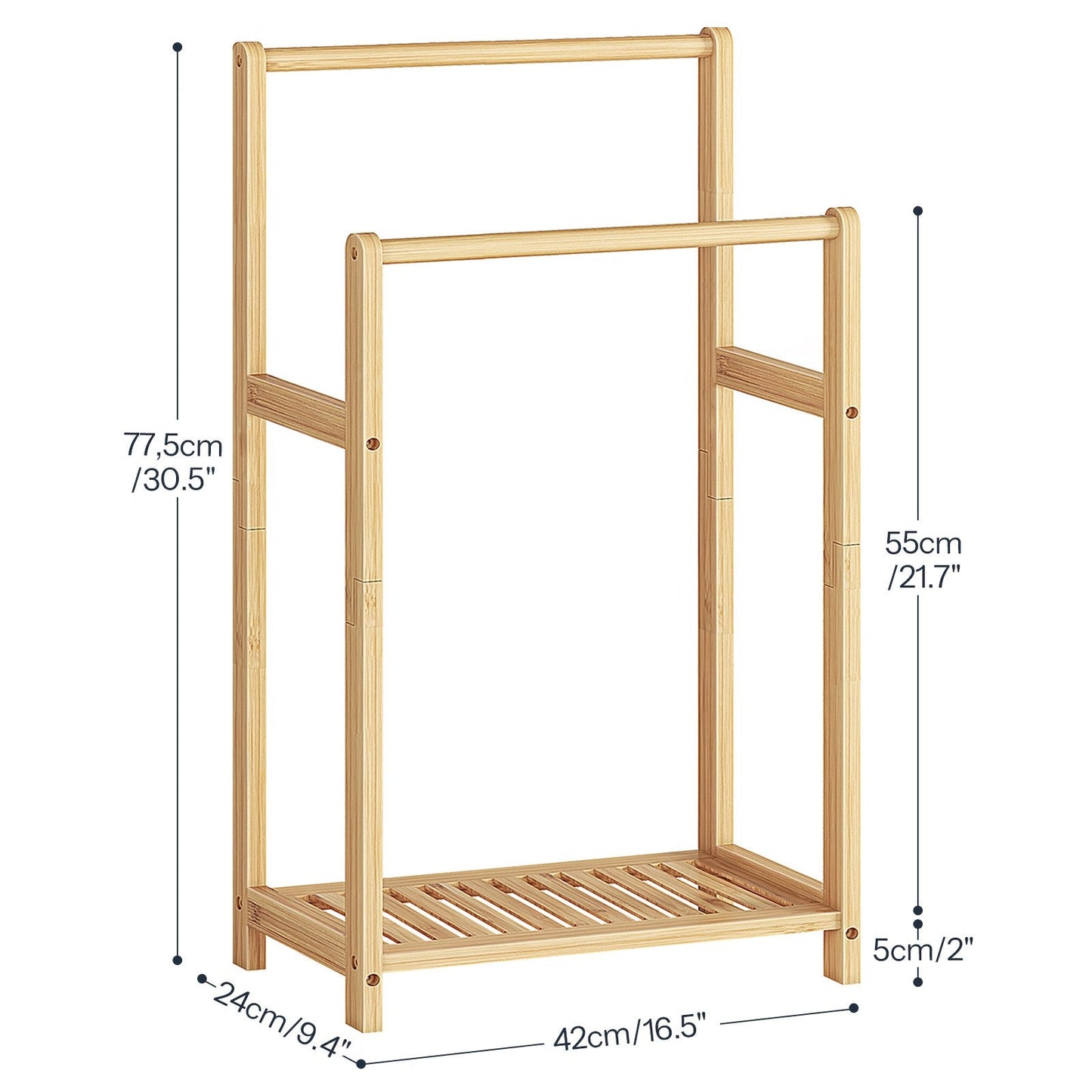 freestanding towel rack for bathroom with Storage - natural color