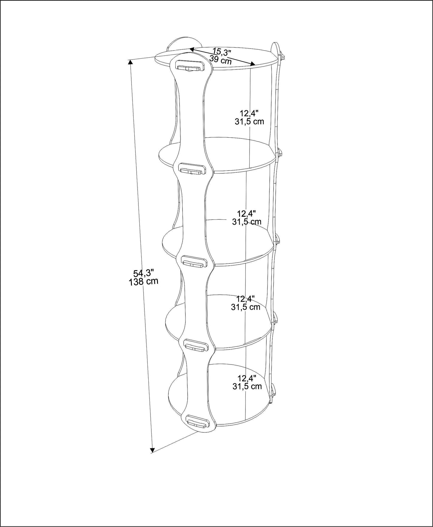 Yuvar 54" Tall MDF Bookcase | Bookshelf | Display Unit