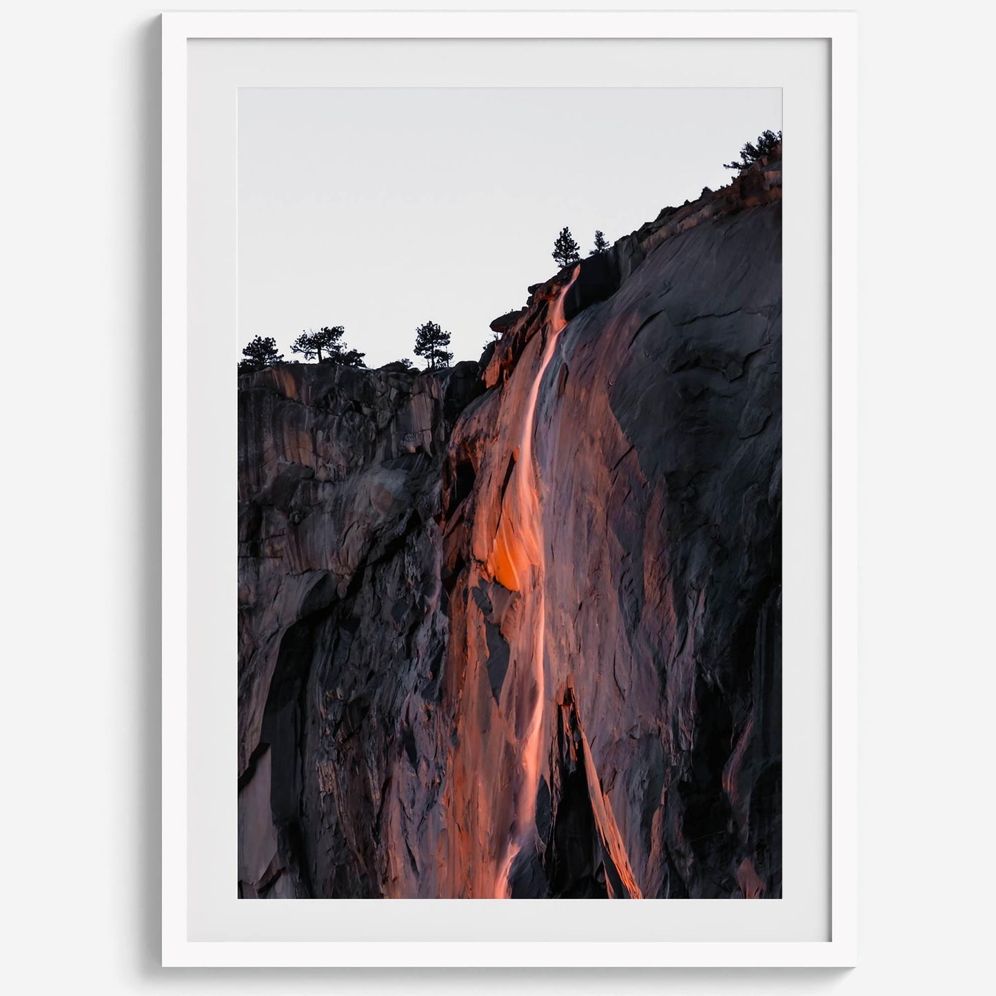 Yosemite Firefall: Horsetail Falls appears to flow with fire in Yosemite National Park, premium framed photography print.