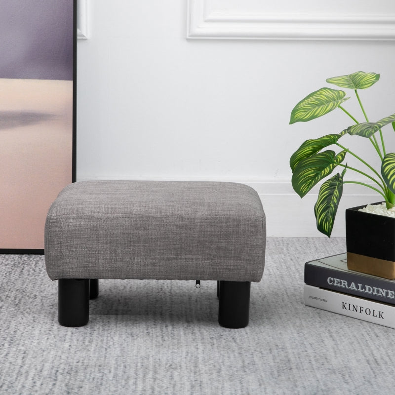 HOMCOM 16" Cube Modern Linen Pouf Ottoman with Black Legs, Grey