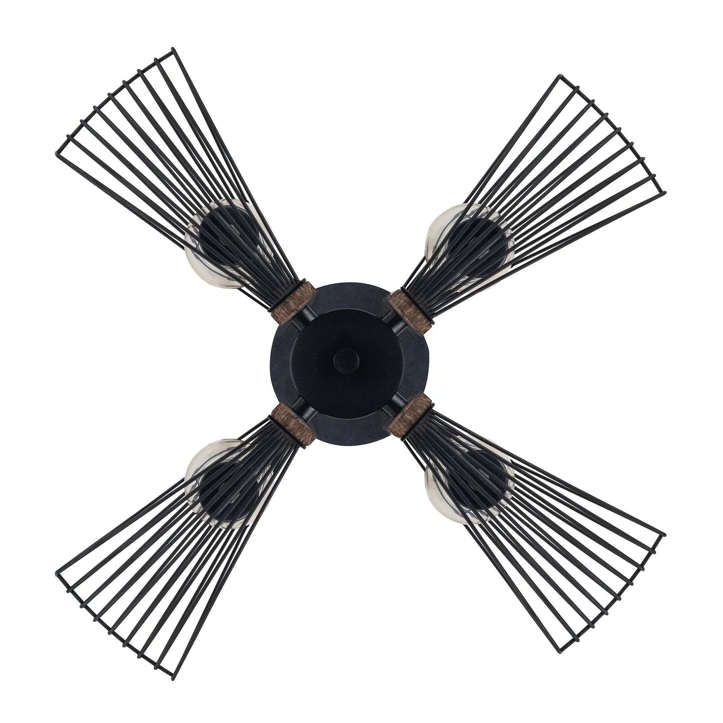 Zenith 4-Light Black & Wood Dimmable Island Pendant Light