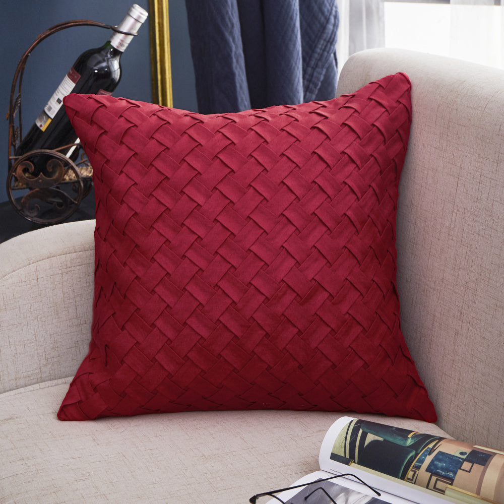 20''x20'' 3d basketweave velvet throw pillow | 7 colors textured woven-look design | elegant modern accent | insert included