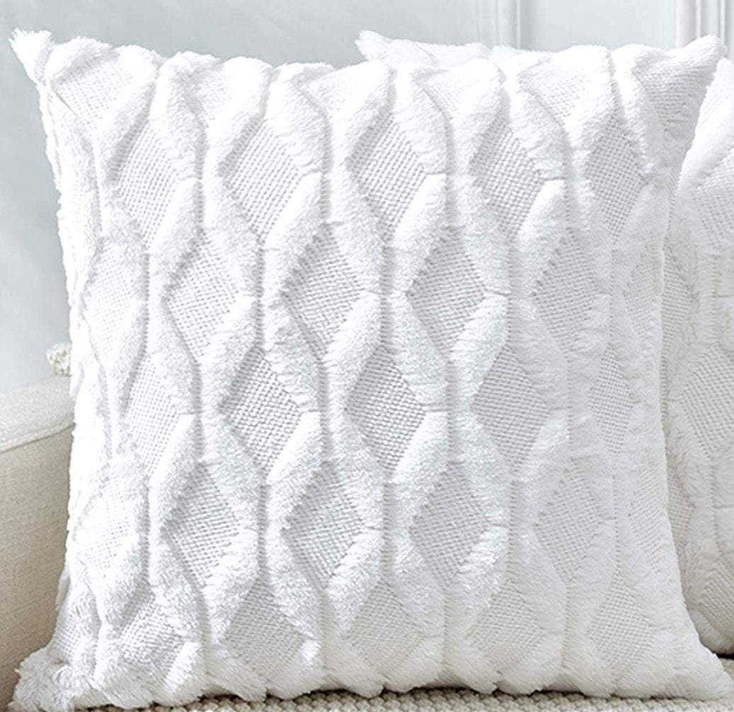 18"x18" tufted diamond plush throw pillow | 12 colors soft faux fur texture | modern geometric accent | insert included