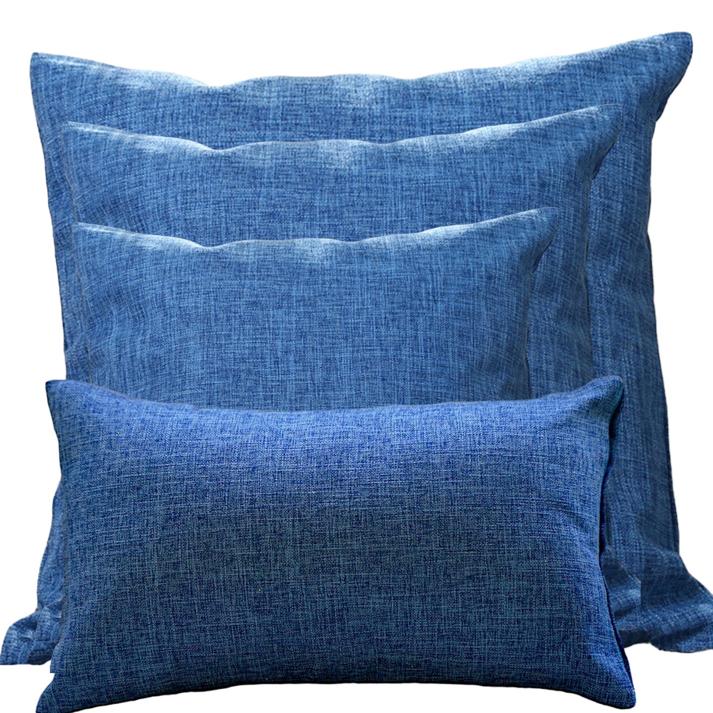 4pcs of blue 4 sizes Combo Throw Pillow Covers With Inserts combined with 12"x20", 18"x18", 20"x20" and 22"x22"