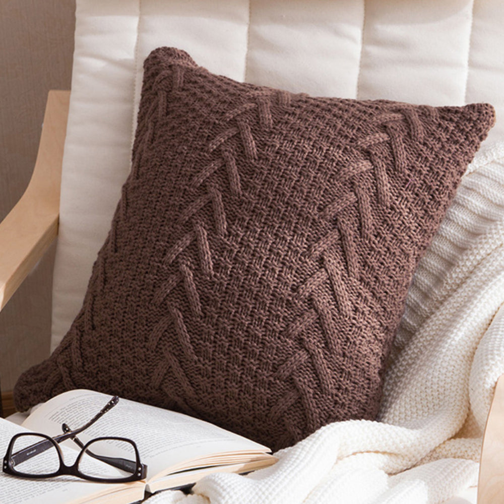 18"x 18" Square Throw Pillow | Textured Chenille Boho Cushion | 2 Insert Sizes Available + Neutral Color Choices