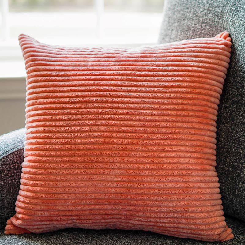 18''x18'' corduroy stripe throw pillow | 10 colors soft textured wide wale design | cozy modern accent | insert included