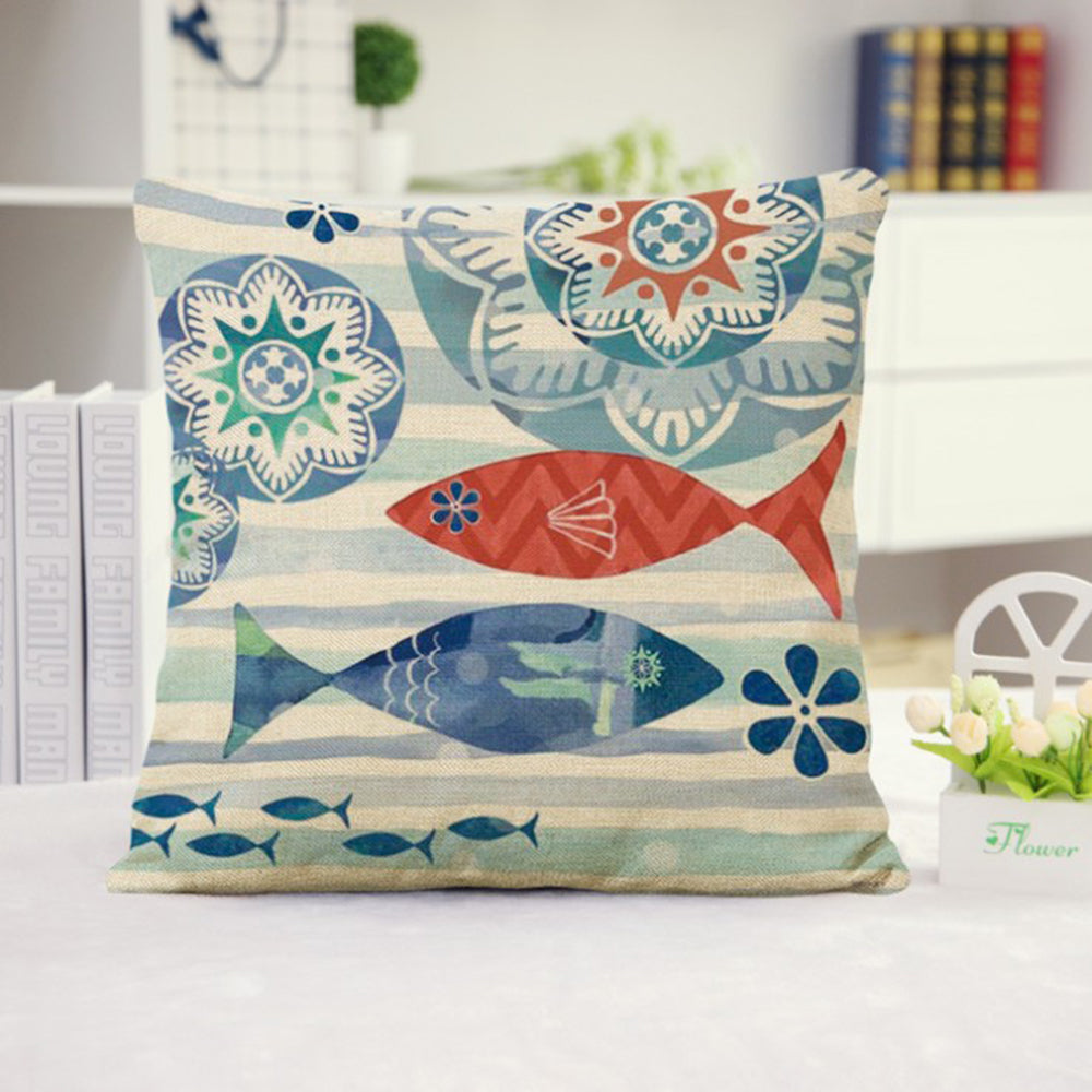 18''x18'' coastal print throw pillow | 15 designs nautical & beach themed | rustic seaside accent | insert included