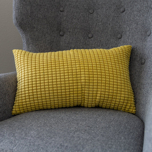 Set of 2 yellow polyester-blend throw pillows covers and inserts 12x20 inch for lumbar support