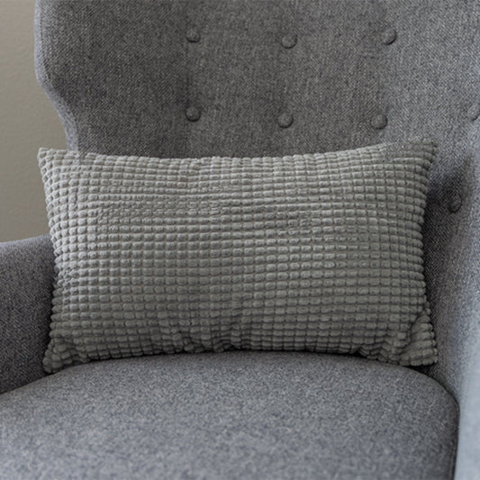 Set of 2 gray polyester-blend throw pillows covers AND inserts 12x20 inch for lumbar support