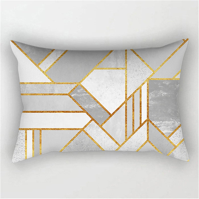 New Geometric Pattern Double sided Polyester Blend Lumbar Pillow (With/ Without Insert)