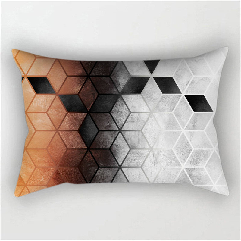 New Geometric Pattern Double sided Polyester Blend Lumbar Pillow (With/ Without Insert)