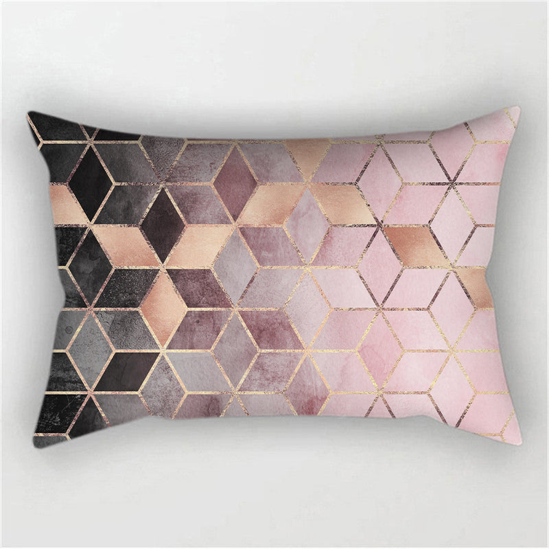 New Geometric Pattern Double sided Polyester Blend Lumbar Pillow (With/ Without Insert)