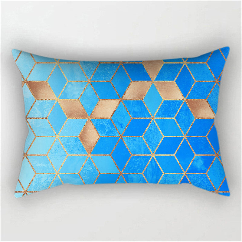 New Geometric Pattern Double sided Polyester Blend Lumbar Pillow (With/ Without Insert)