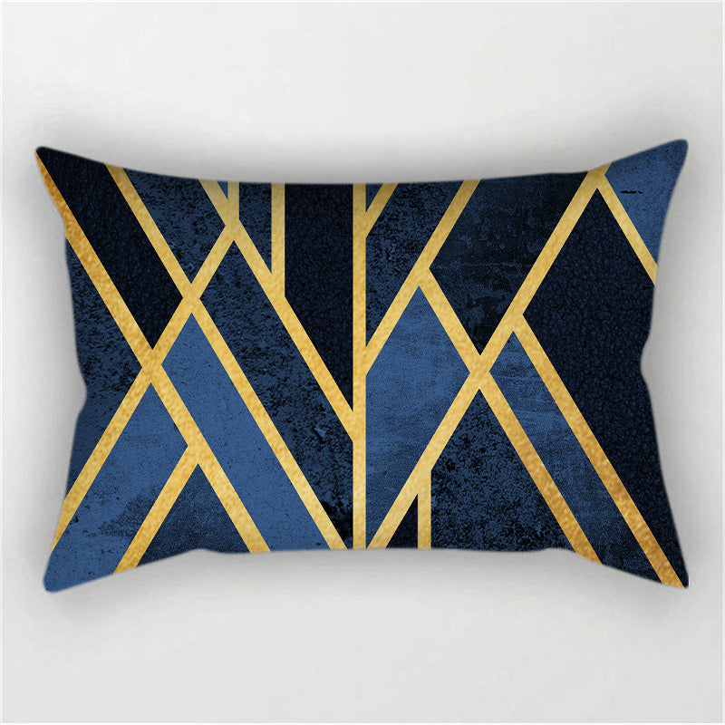 New Geometric Pattern Double sided Polyester Blend Lumbar Pillow (With/ Without Insert)