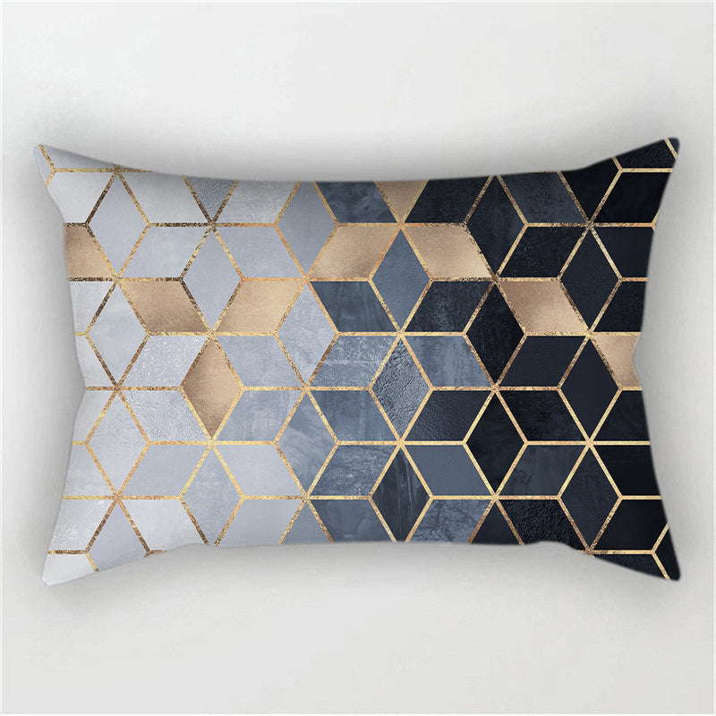 New Geometric Pattern Double sided Polyester Blend Lumbar Pillow (With/ Without Insert)