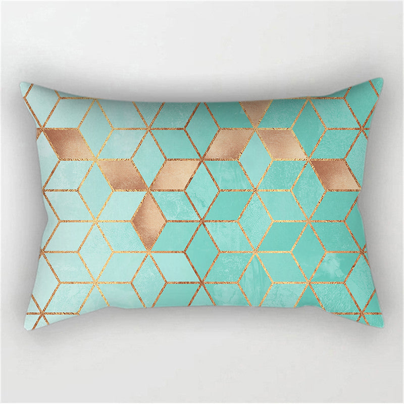 New Geometric Pattern Double sided Polyester Blend Lumbar Pillow (With/ Without Insert)