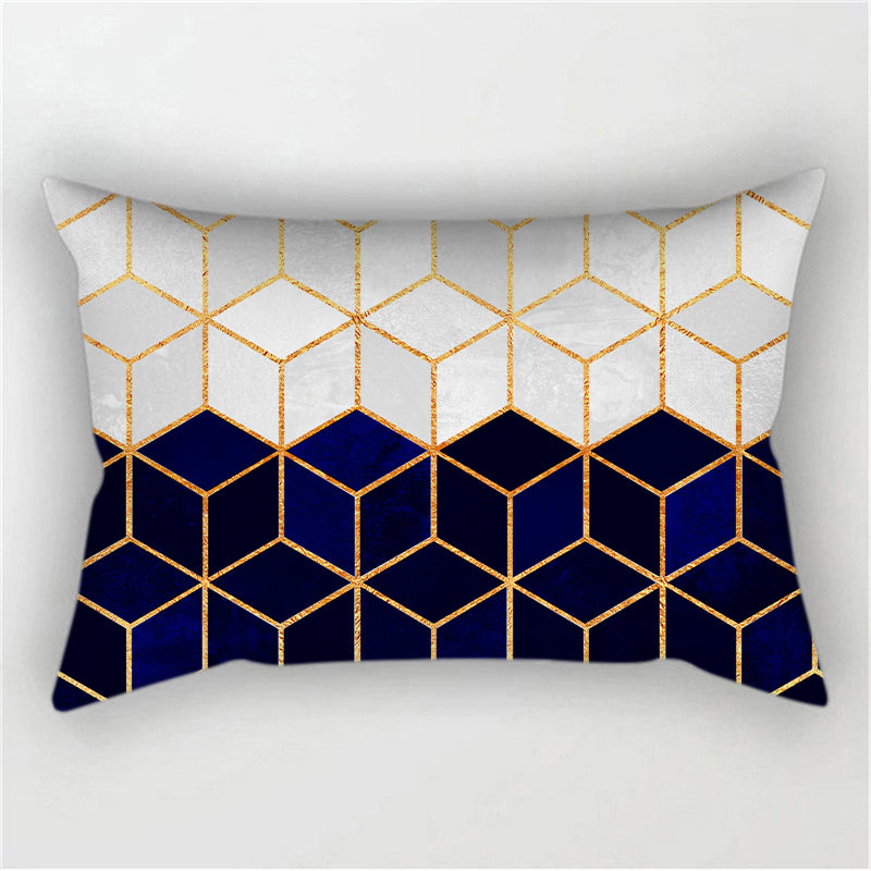New Geometric Pattern Double sided Polyester Blend Lumbar Pillow (With/ Without Insert)