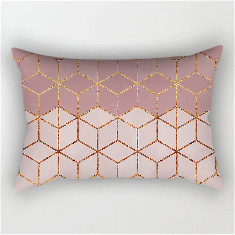 New Geometric Pattern Double sided Polyester Blend Lumbar Pillow (With/ Without Insert)