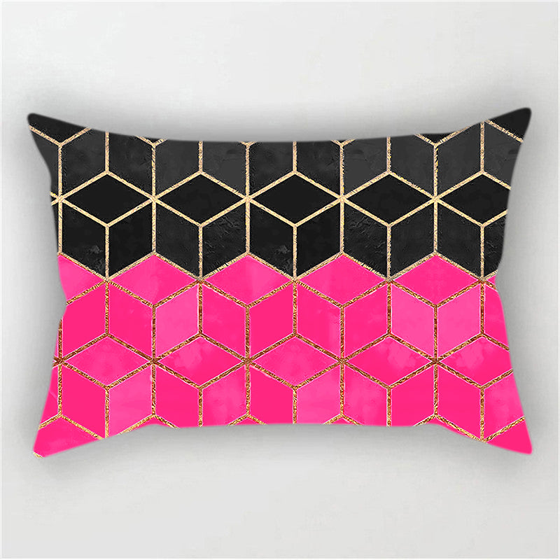 New Geometric Pattern Double sided Polyester Blend Lumbar Pillow (With/ Without Insert)