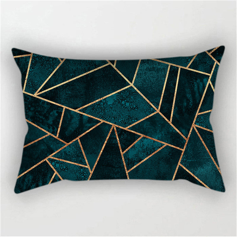 New Geometric Pattern Double sided Polyester Blend Lumbar Pillow (With/ Without Insert)