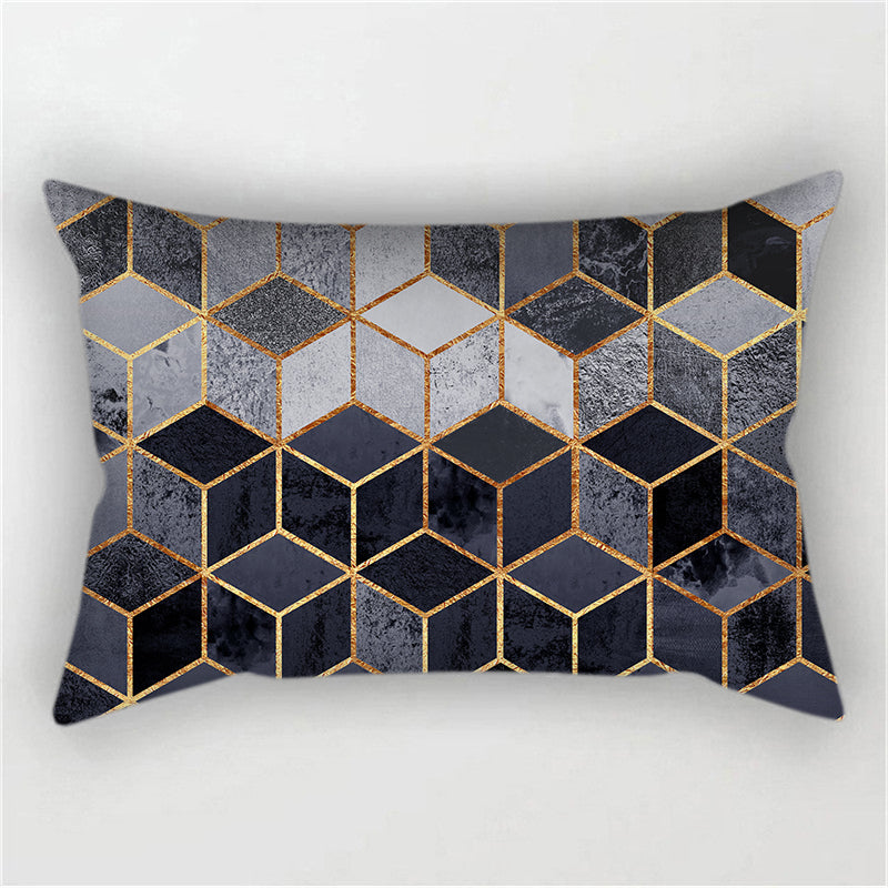 New Geometric Pattern Double sided Polyester Blend Lumbar Pillow (With/ Without Insert)