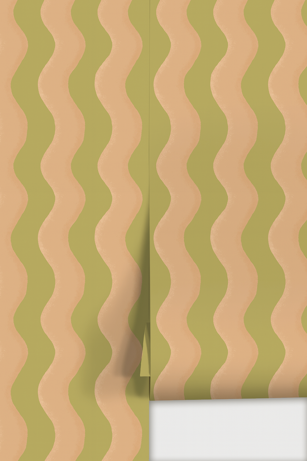 Ziggy Stripe Wallpaper, chartreuse and peach