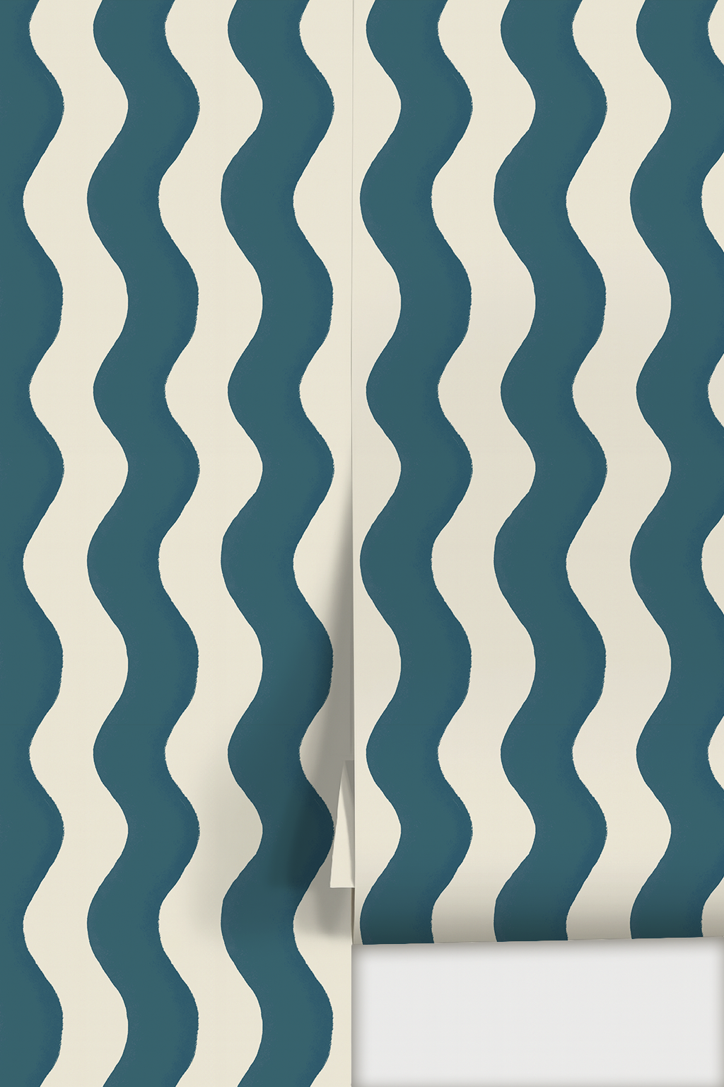 Ziggy Stripe Wallpaper, white and blue