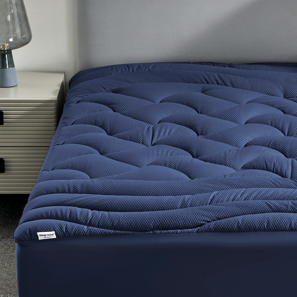 Premium Zoned Cooling Mattress Pad - Navy