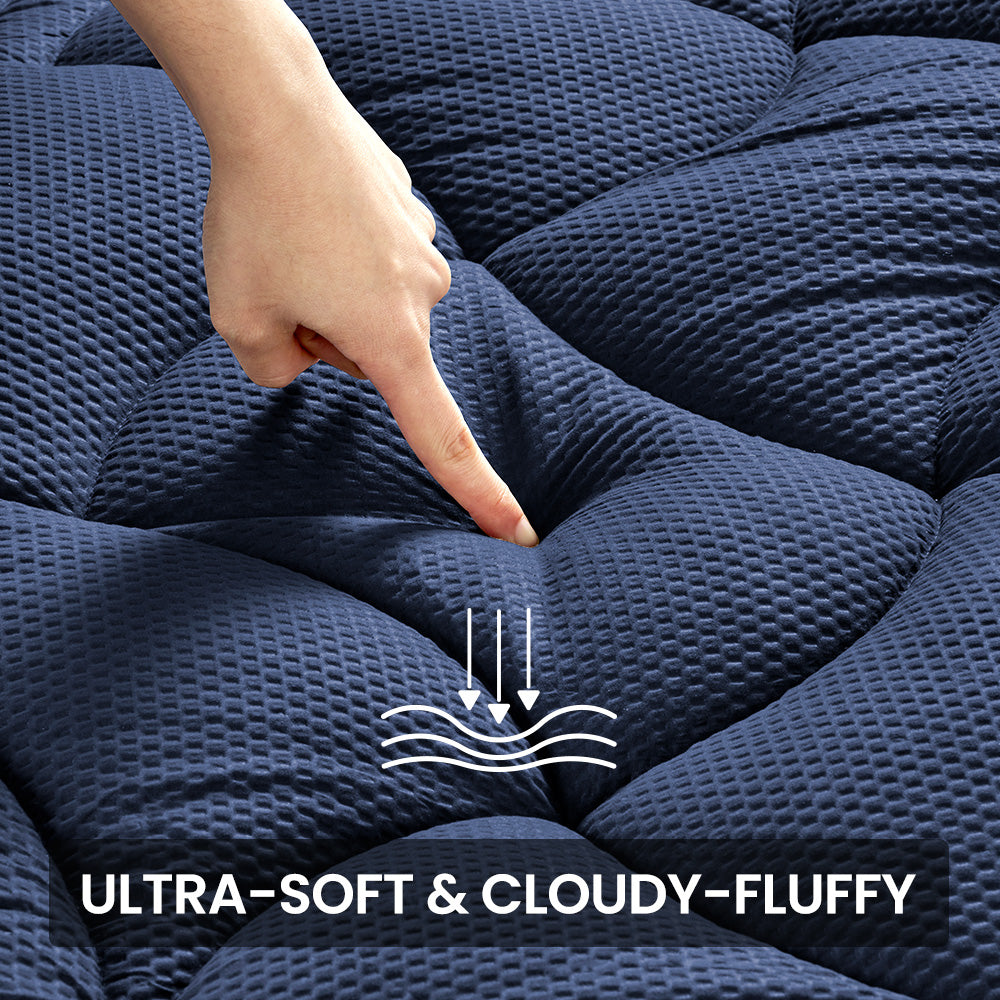 Premium Zoned Cooling Mattress Pad - Navy